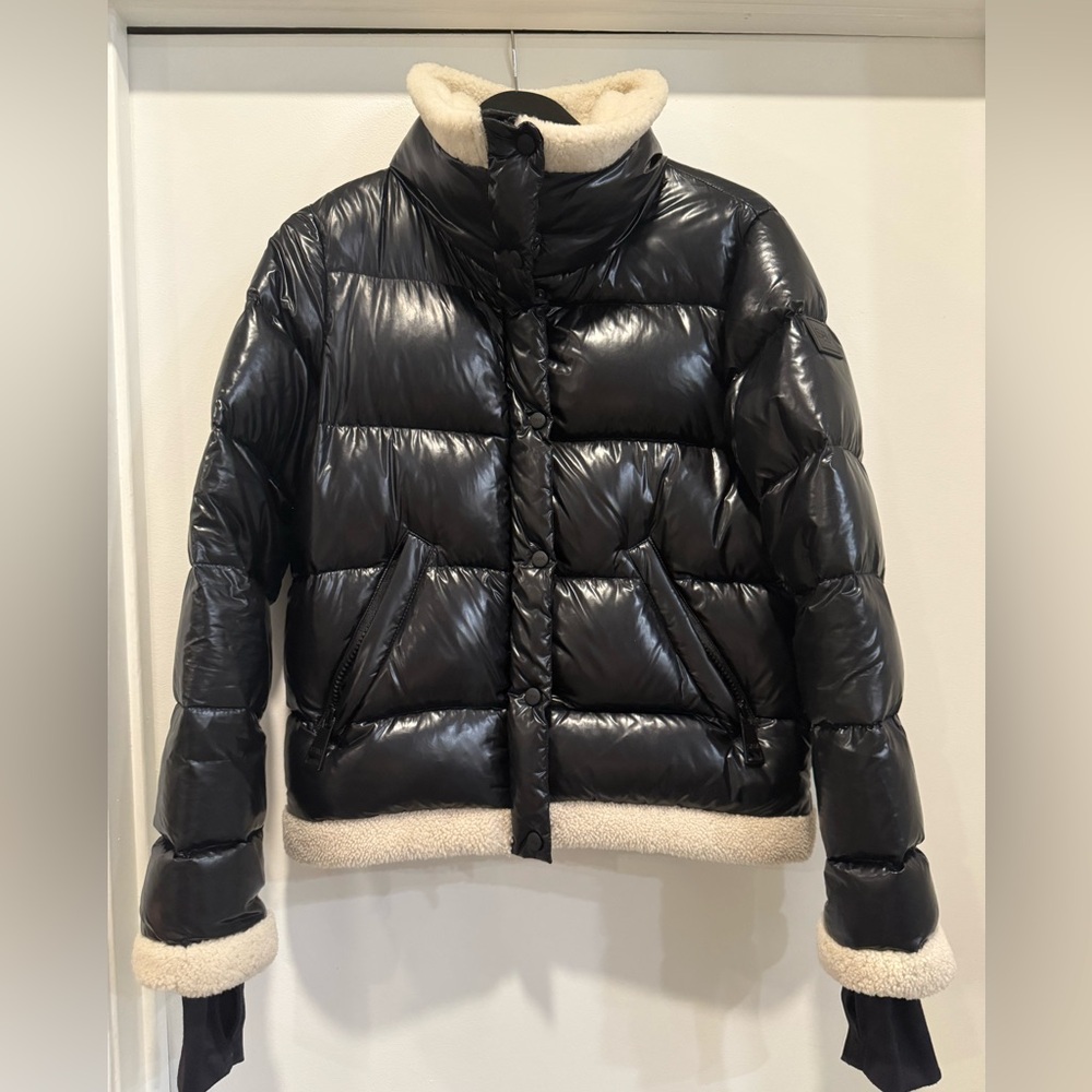 SAM. Black Puffer Jacket with Cream Trim